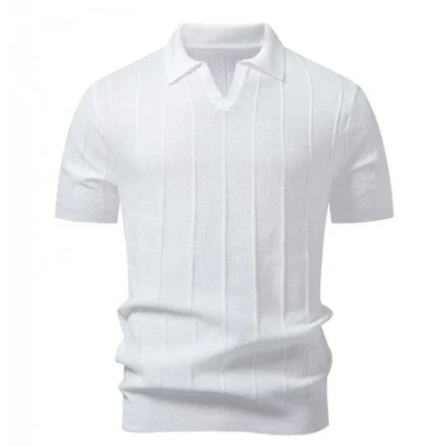 Men's Knit Polo-Collar Short Sleeve T-Shirt