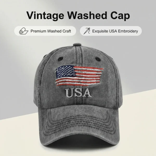 Vintage American Flag Washed Cap