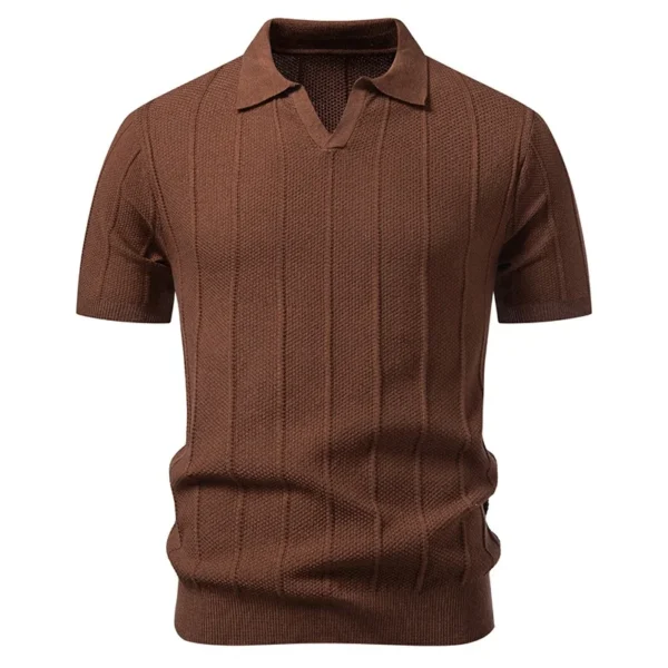 Men's Knit Polo-Collar Short Sleeve T-Shirt