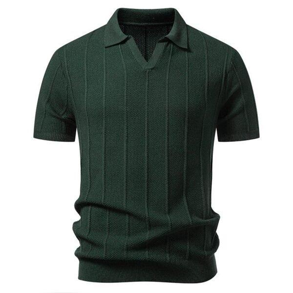 Men's Knit Polo-Collar Short Sleeve T-Shirt
