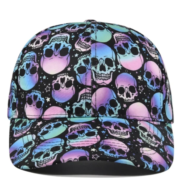 H8fa738471b3848ea9dd633088167ba1f1.webp Halloween Skull & Pumpkin Print Cap