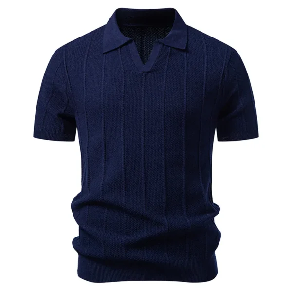 Men's Knit Polo-Collar Short Sleeve T-Shirt