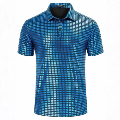 Men's Textured Short Sleeve Polo Shirt