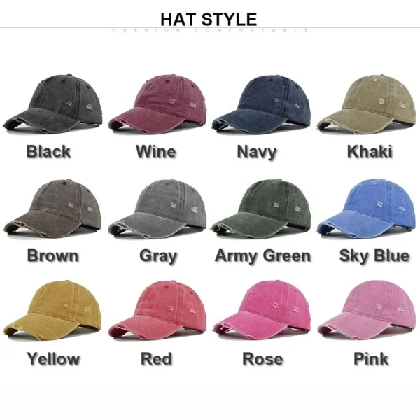 Hf6e0a898ad264f94802a5ad14cbdb418Q.webp Distressed Washed 6-Panel Dad Cap